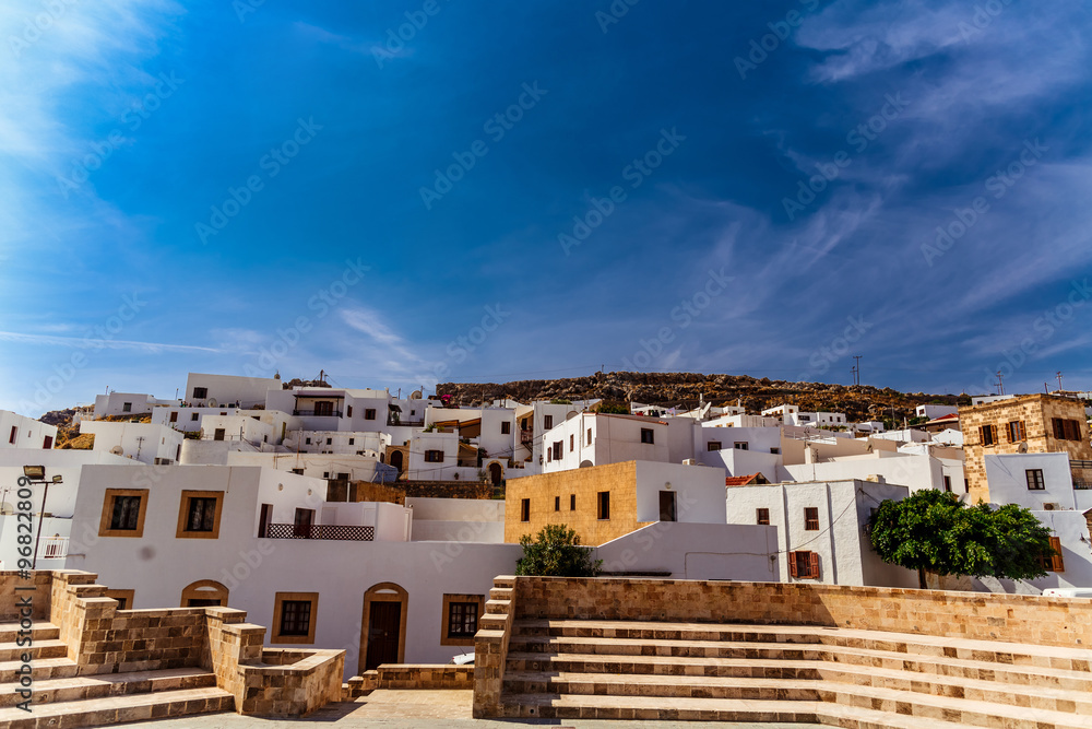 Greece, island Rhodes. The square in the city of Lindos