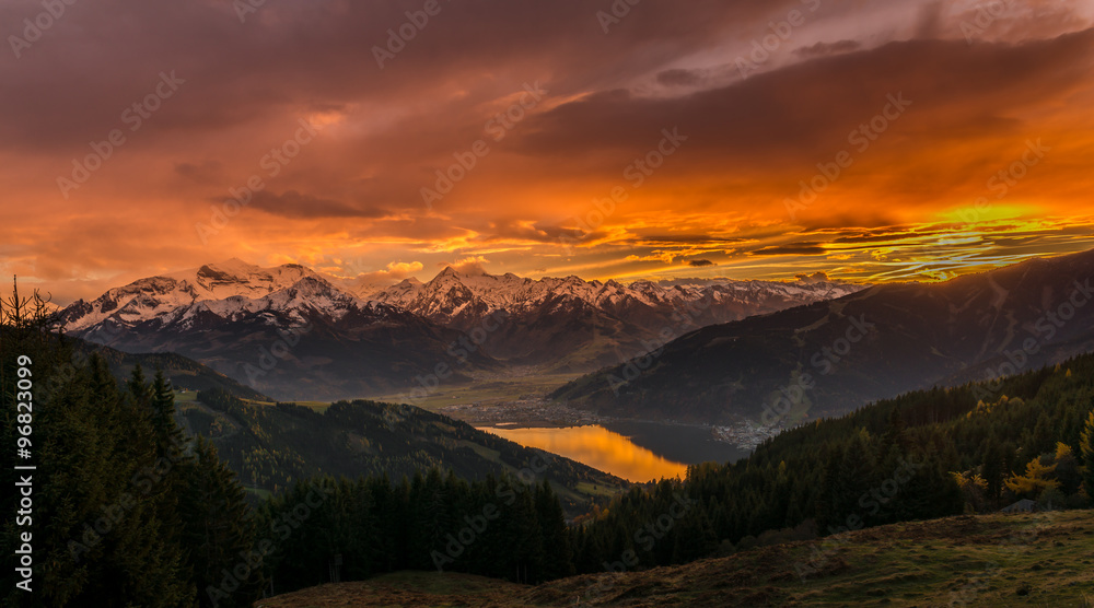 Zell am See-Kaprun (Austria) - Sunset over Lake and Alps