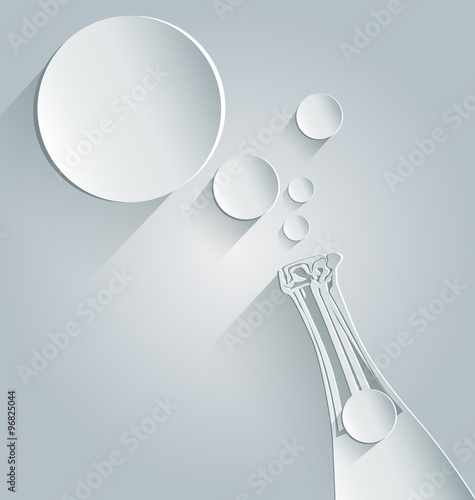Vector background with the silhouette of a bottle of champagne