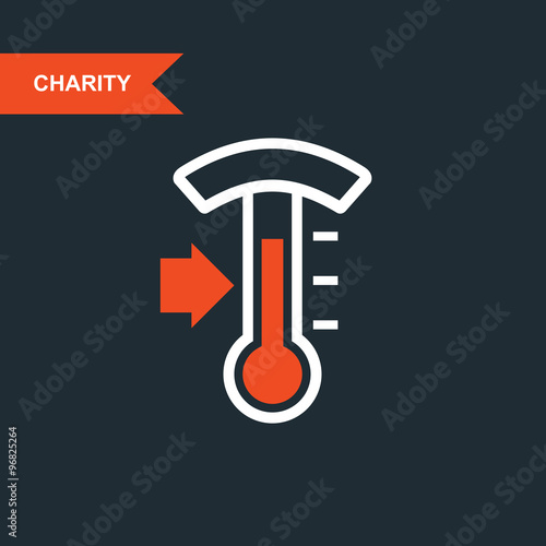 Donation thermometer - charity and telethon icon