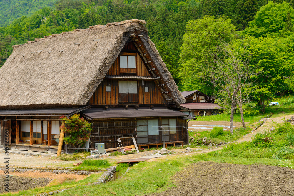 Historic Village of Shirakawa-go in spring Historic Village of Shirakawa-go in spring