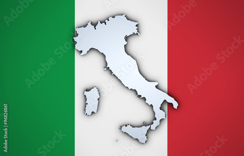 Italy Map On Italian Flag Background #96826861