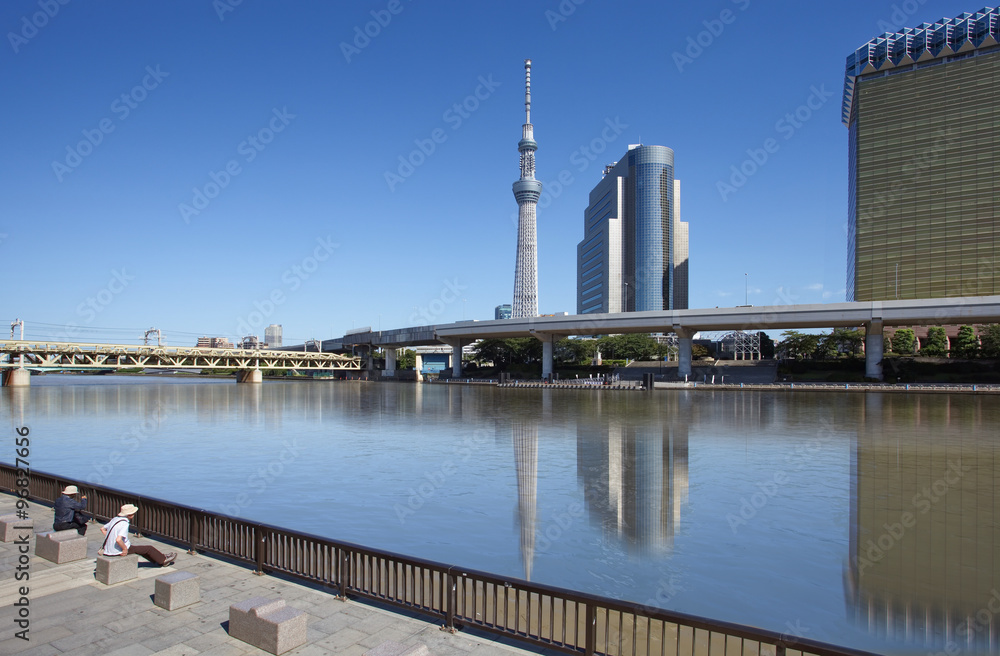 Tokyo river view with Tokyo sky tree and high building