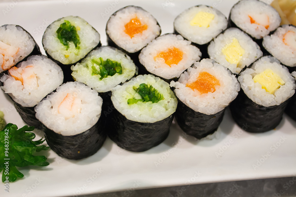 Sushi rolls on a plate Sushi rolls on a plate