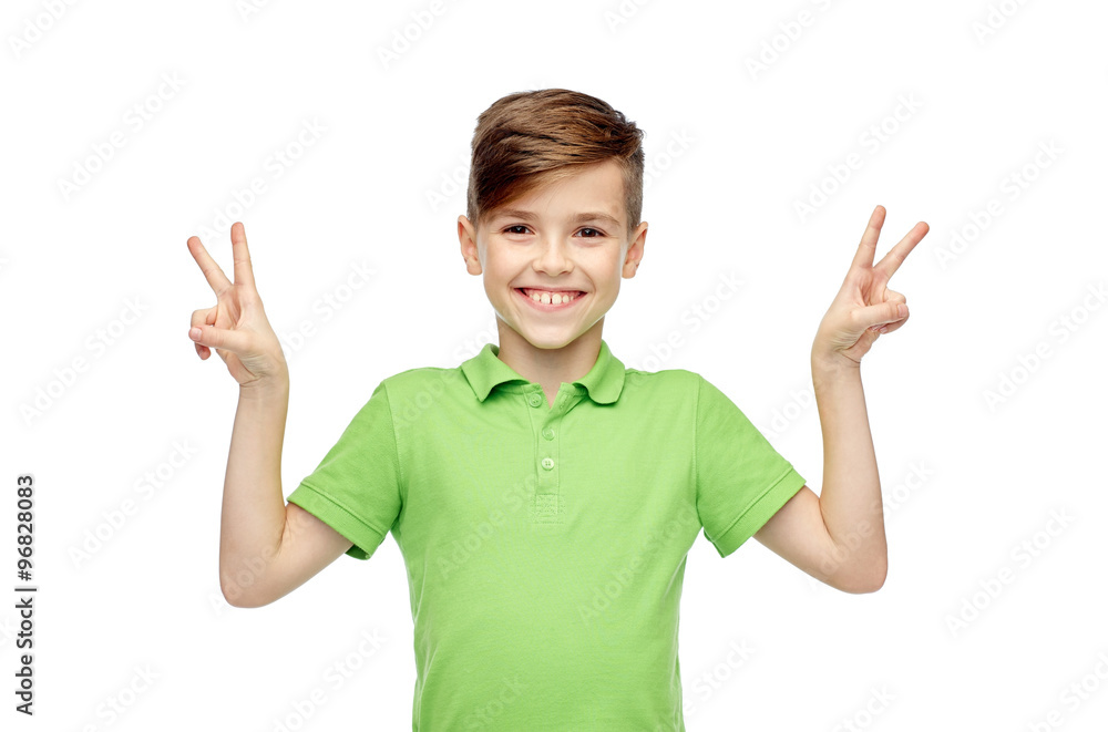 happy boy showing peace or victory hand sign happy boy showing peace or victory hand sign