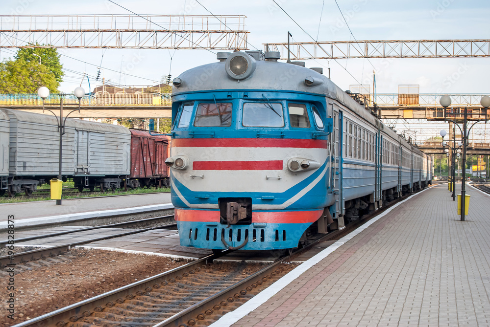 old train at the platform in railway station