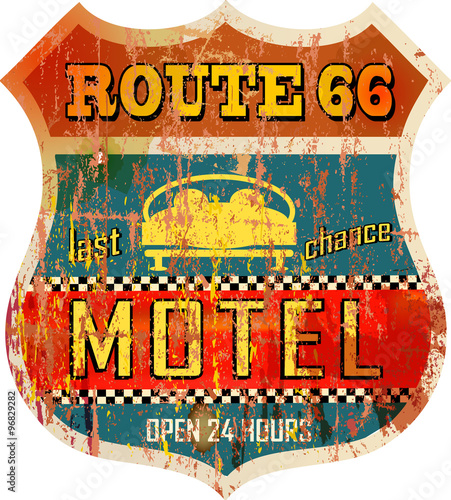 retro route 66 Motel sign,vacation, vector,fictional artw