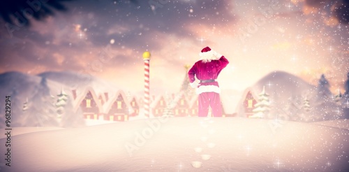 Composite image of santa scratching his head Fototapet