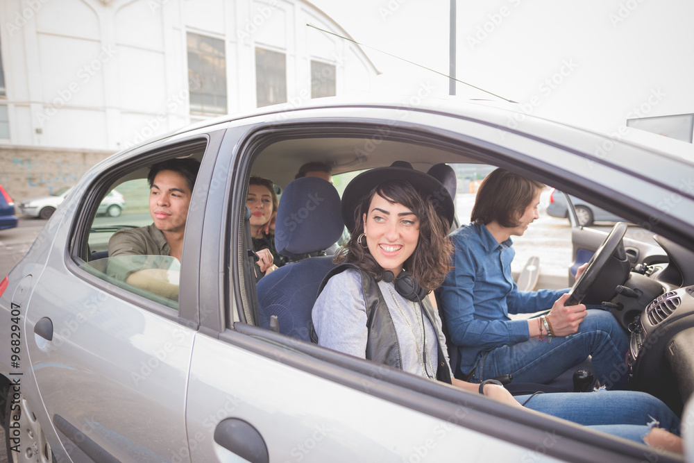 Group of young multiethnic friends travelling Group of young multiethnic friends travelling