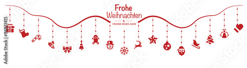 red christmas elements hanging frohe Weihnachten