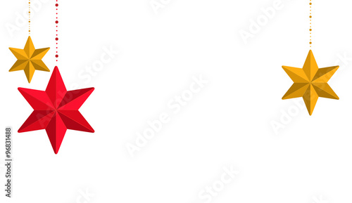 red and golden stars decoration elements
