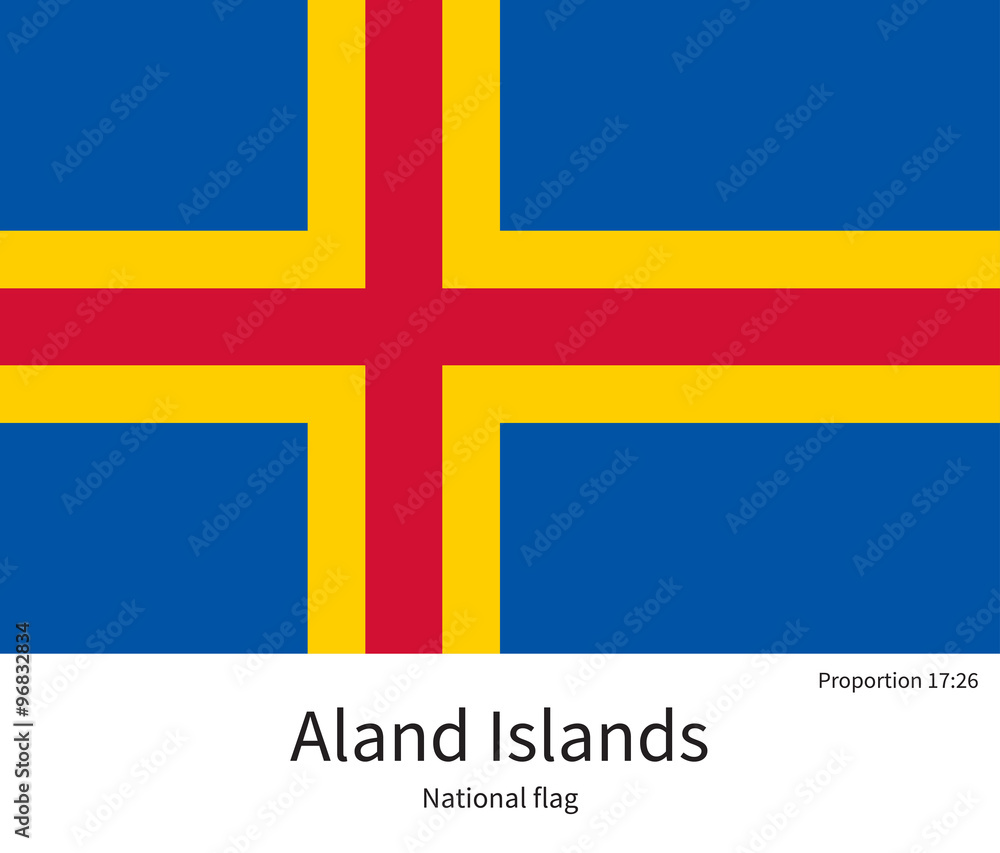 National flag of Aland Islands with correct proportions, element, colors National flag of Aland Islands with correct proportions, element, colors