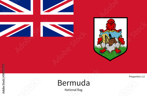 National flag of Bermuda with correct proportions, element, colors