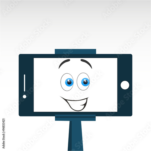 Selfie stick monopod with smartphone. Vector illustration.