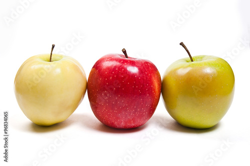 Group of ripe apples on a white background