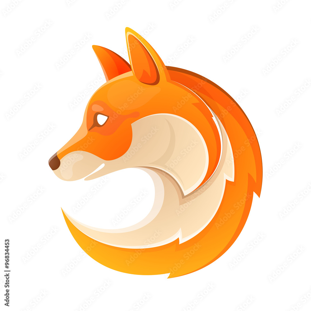 Obraz premium Fox head volume logo. Orange on white.