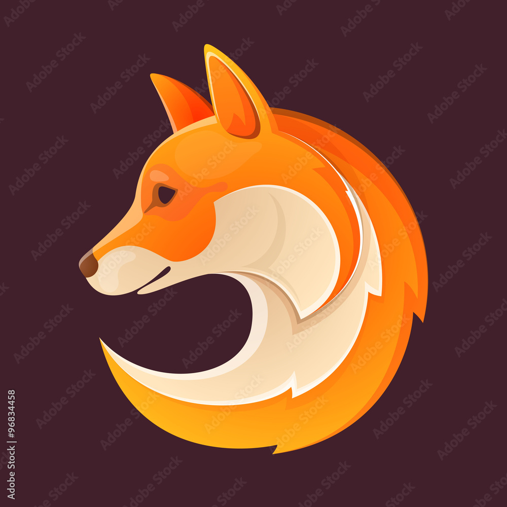 Obraz premium Fox head volume logo. Orange on black.