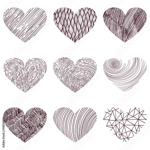 9 vector funky hearts