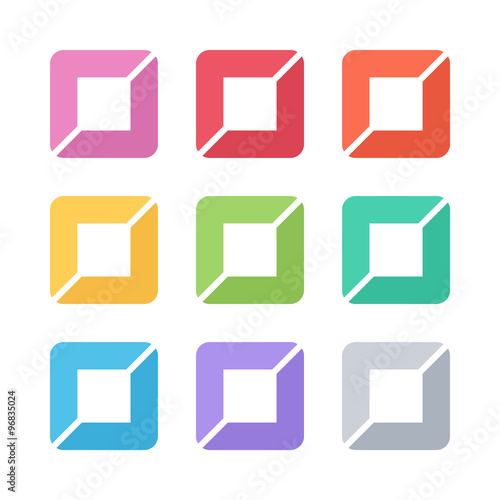 Set of color square templates. Geometric logo design. Vector illustration.