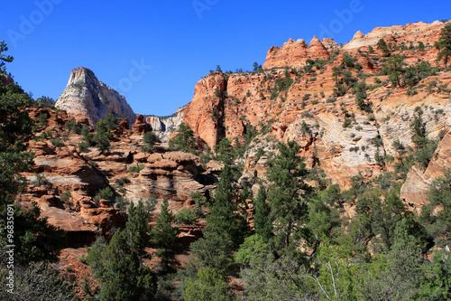 Red mountains in Zion National Park, Utah, United States