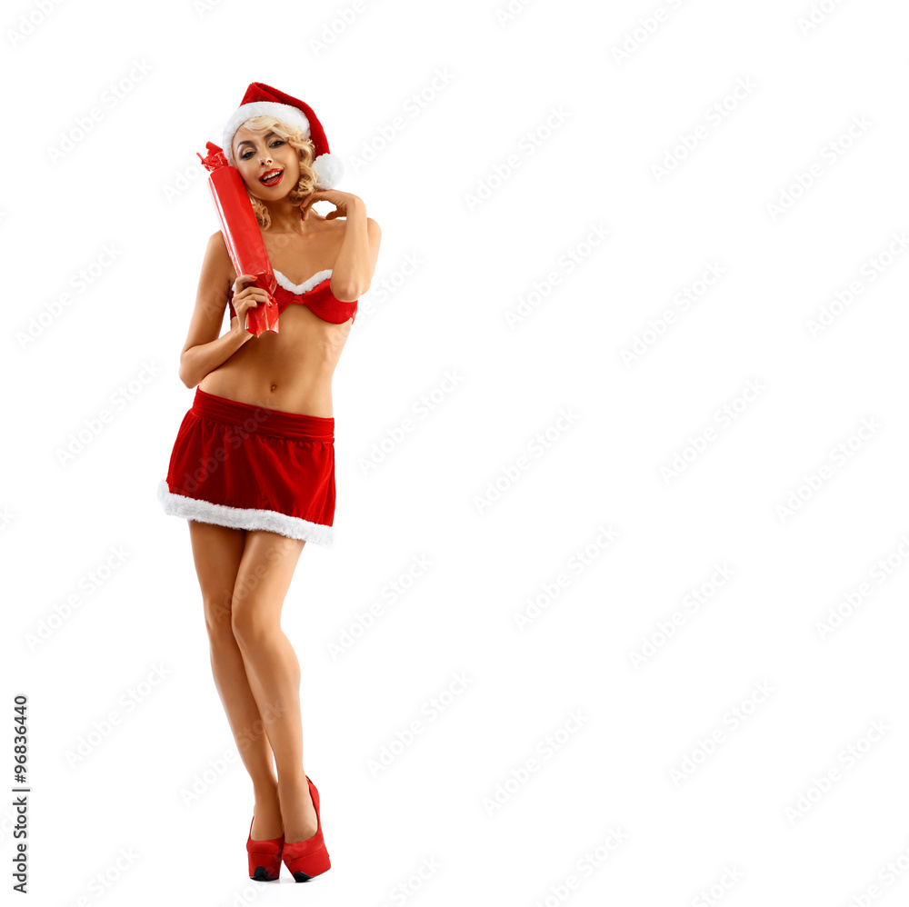 Young, beautiful, attractive blonde, sexy girl in the red suit S Young, beautiful, attractive blonde, sexy girl in the red suit S