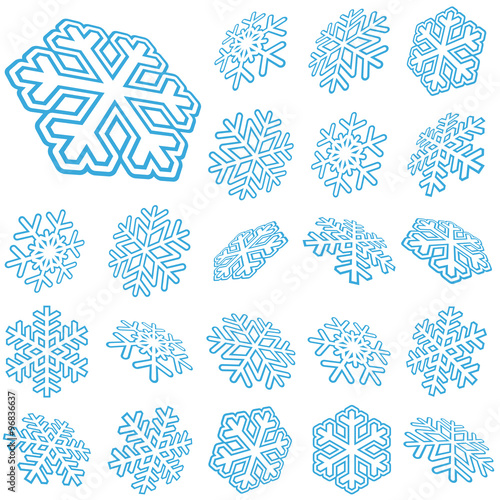 collection abstract snow flakes