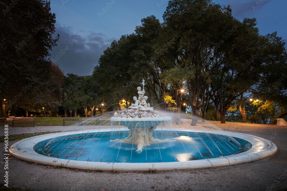 Beautiful fountain in sea garden in Varna, the sea capital of Bulgaria