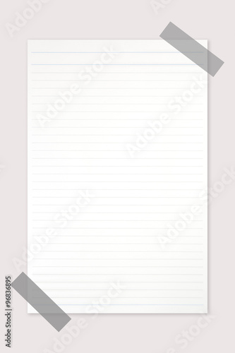 Blank white paper note and line on office table