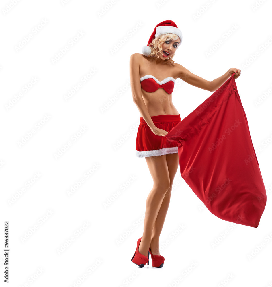 Obraz premium Blonde, female, sexy, beautiful girl, Snow Maiden, Santa woman i