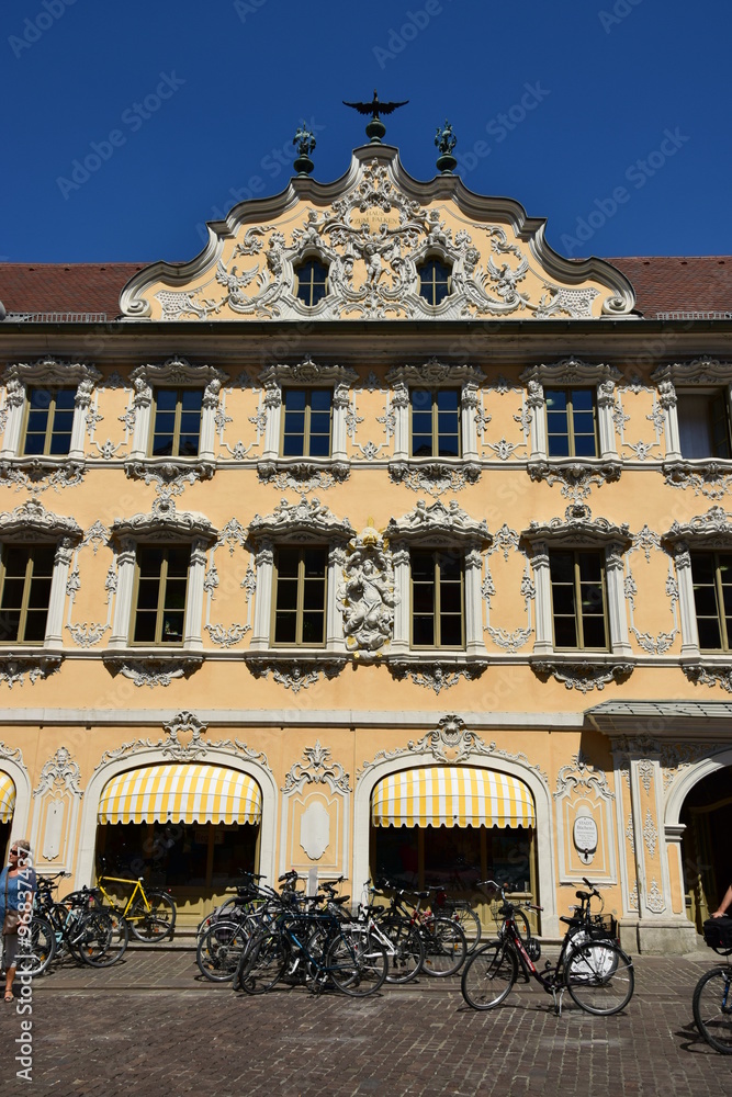 The historic FALKENHAUS building (falcon's house) in Würzburg, Bavaria, region Lower Franconia, South Germany