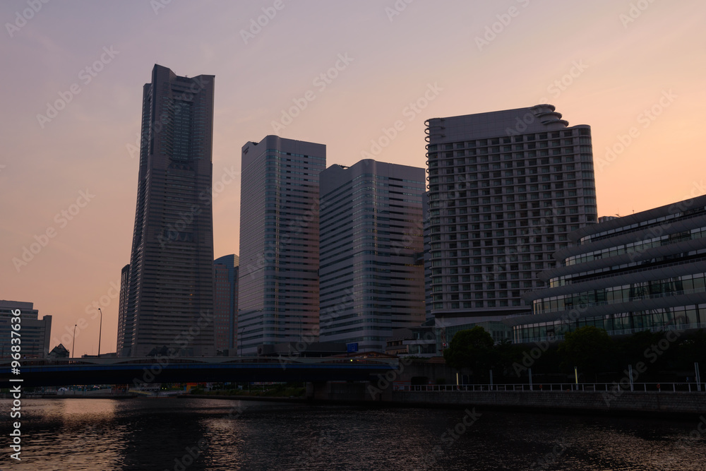 Skyscrapers at Minatomirai, Yokohama at dusk