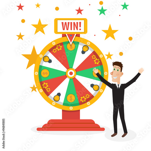 Wheel of fortune with man