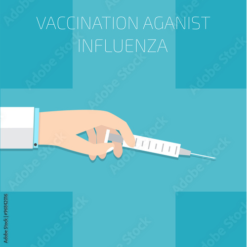 Vaccination against influenza doctor with syringe two
