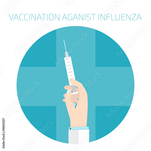 Vaccination against influenza doctor with syringe two
