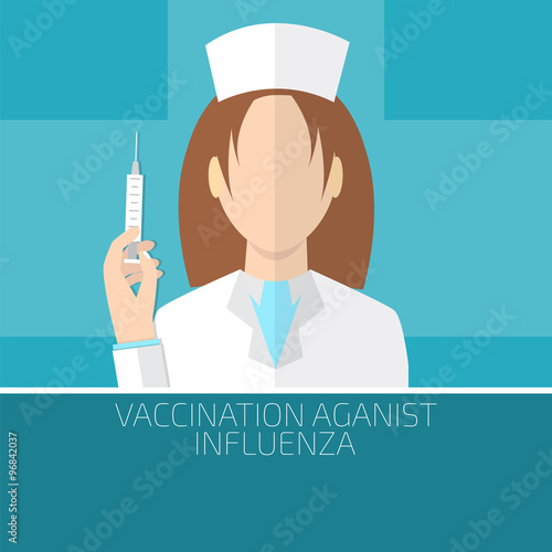 Vaccination against influenza doctor with syringe two