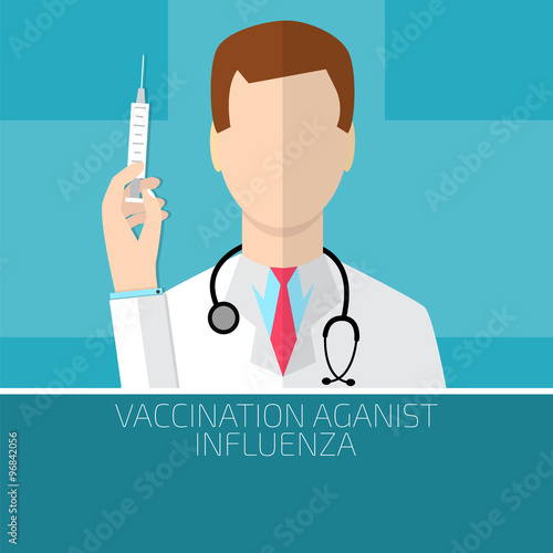 Vaccination against influenza doctor with syringe two