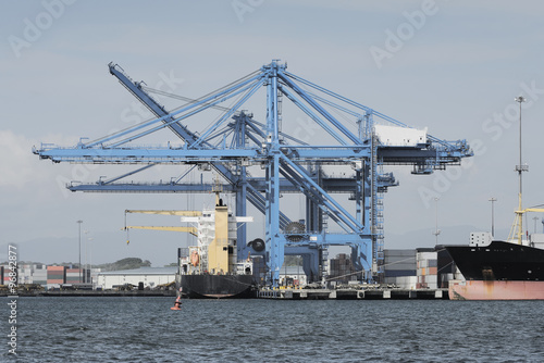 Large harbor cranes at the commercial dock in Panama city