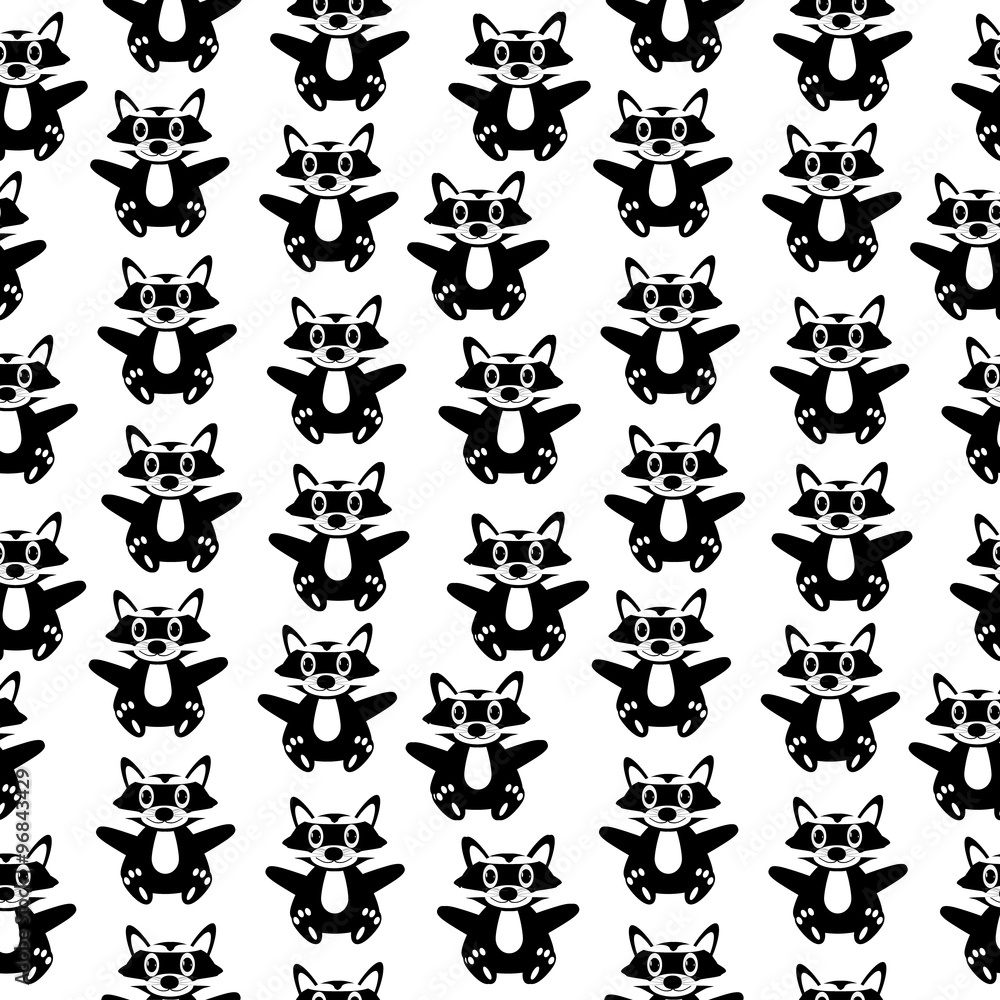 Raccoon seamless pattern.