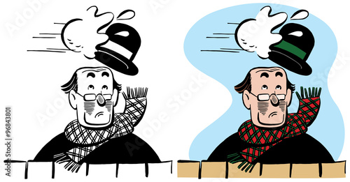 Man's hat knocked off by snowball