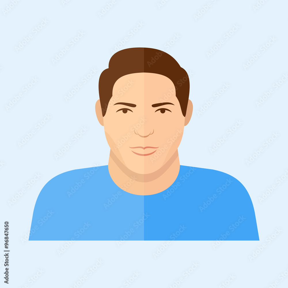 Male character. Man face flat icon. Male character. Man face flat icon.