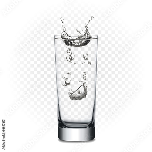 Vector tablet in glass with water
