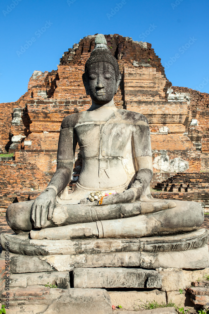 big buddha image in the old temple, Ayutthaya, Thailand big buddha image in the old temple, Ayutthaya, Thailand