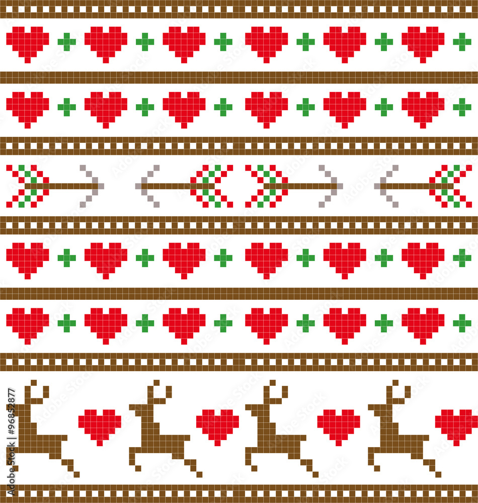 Folk Christmas knit. Xmas traditional elements Folk Christmas knit. Xmas traditional elements