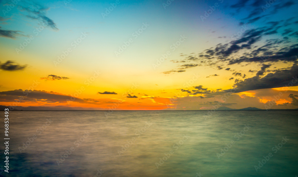 Sunrise over silky Aegean Sea