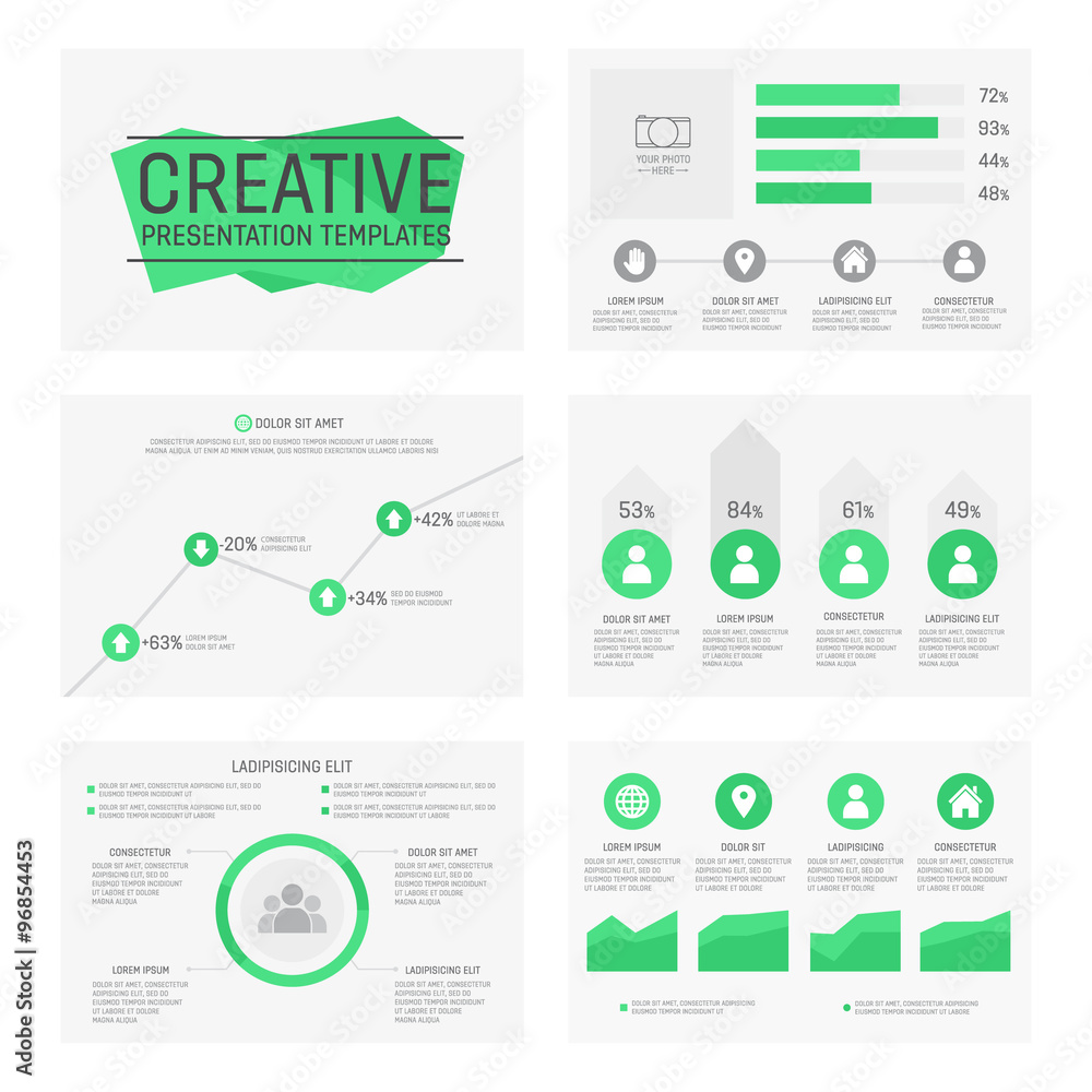 Vector template for multipurpose presentation slides with graphs and ...