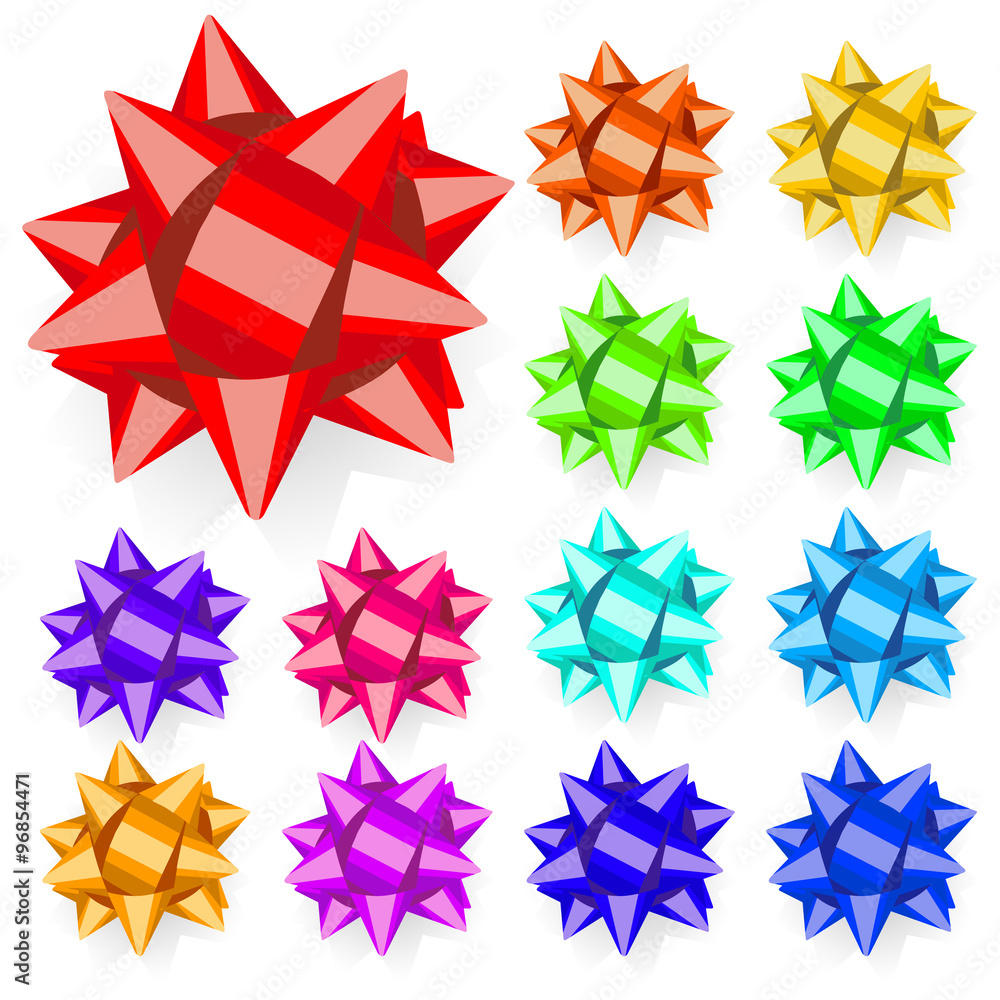 Obraz premium Set of multicolored bows. Flat design