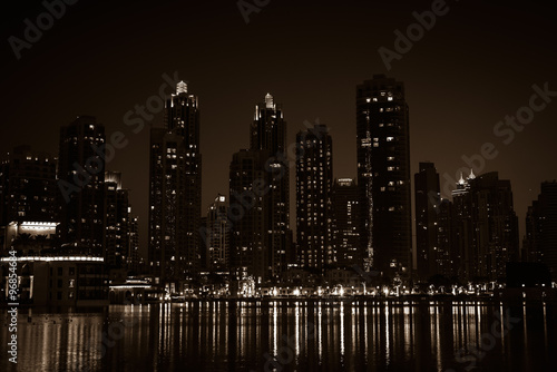 Night cityscape of Dubai city  United Arab Emirates