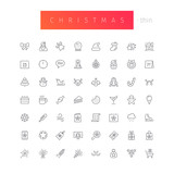 Christmas Thin Icons Set