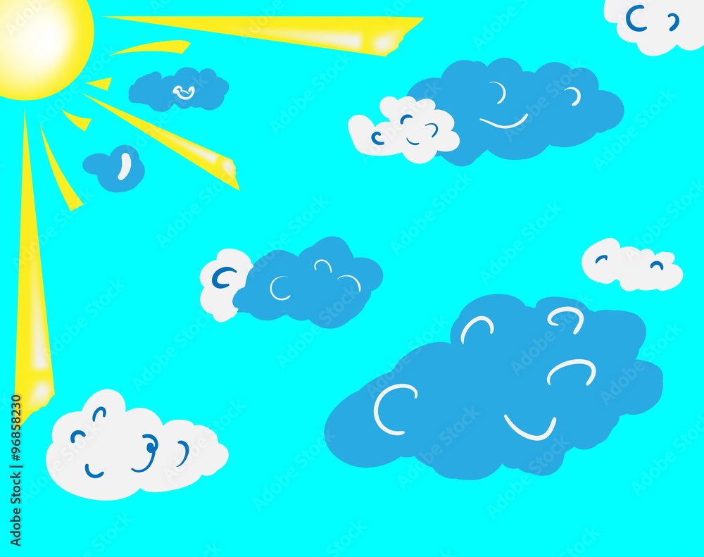 illustration clouds and sun