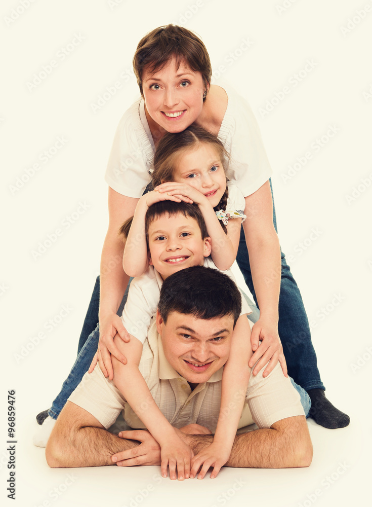 happy family on white